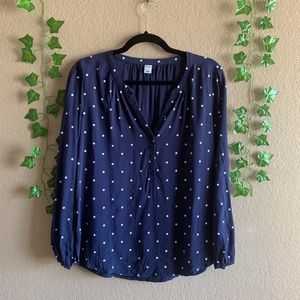 NWT OLD NAVY POLKA DOT SPLIT V-NECK casual Blouse